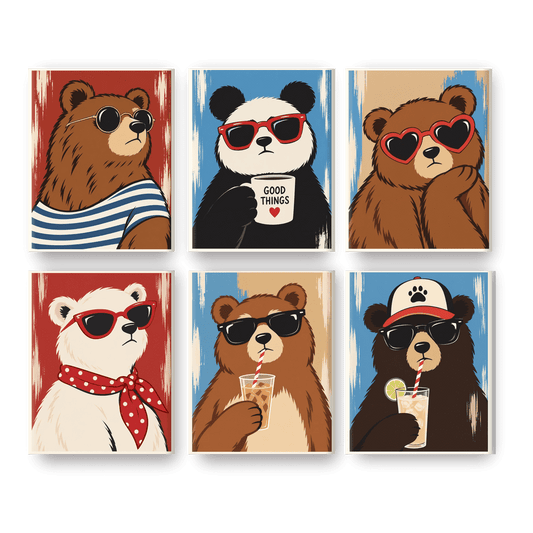 6 Mini Paintings - Cool Bear Set