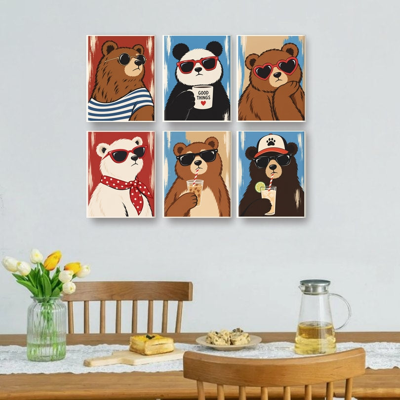 6 Mini Paintings - Cool Bear Set