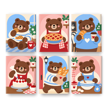 6 Mini Paintings - Bears Who Bake Set