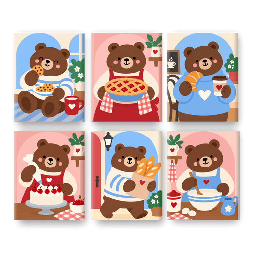 6 Mini Paintings - Bears Who Bake Set