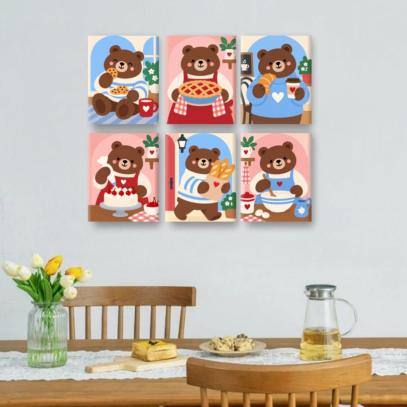 6 Mini Paintings - Bears Who Bake Set
