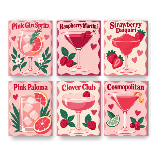 6 Mini Paintings - Blushing Cocktails Set