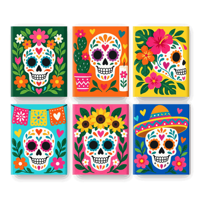 6 Mini Paintings - Calavera Carnival Set