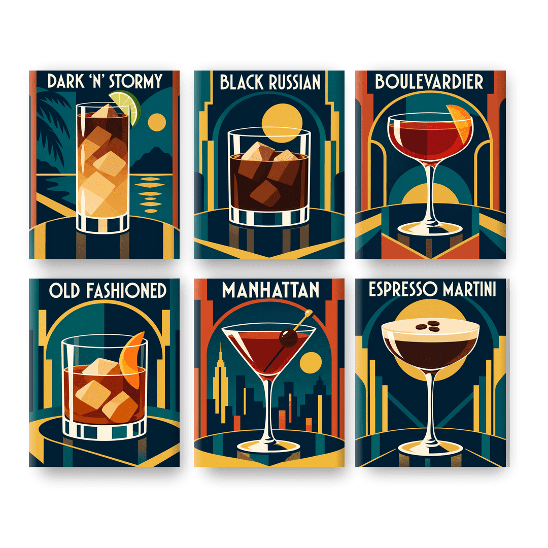 6 mini-peintures - Cocktail noir