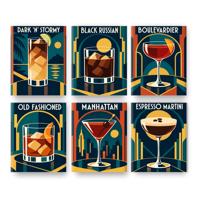 6 mini-peintures - Cocktail noir
