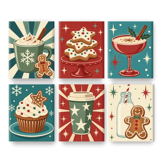 6 Mini Paintings - Festive Sips Set