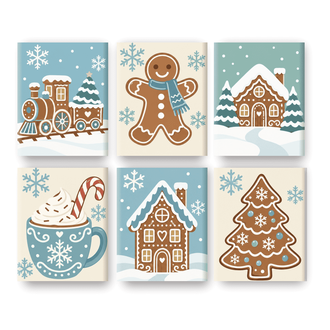 6 Mini Paintings - Frosted Gingerbread Set