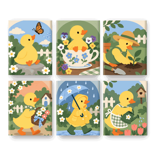6 Mini Paintings - Happy Sunny Ducks Set