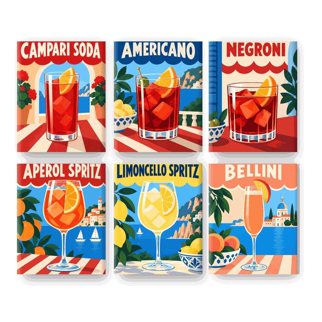 6 Mini Paintings - Italian Cocktail Hour Set