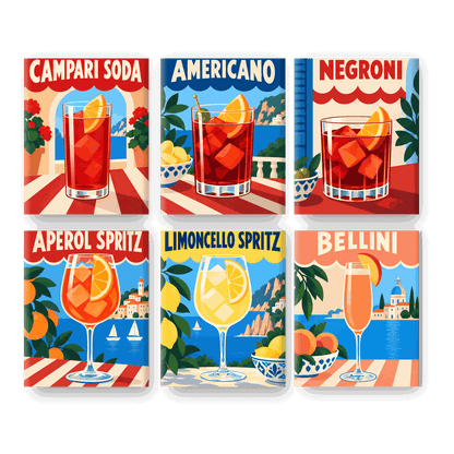 6 Mini Paintings - Italian Cocktail Hour Set