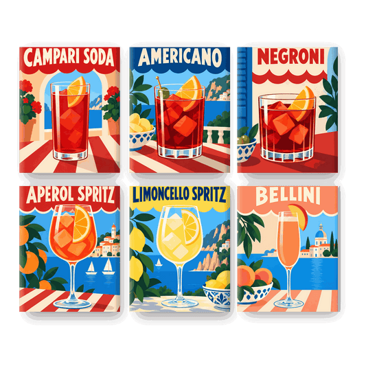 6 Mini Paintings - Italian Cocktail Hour Set