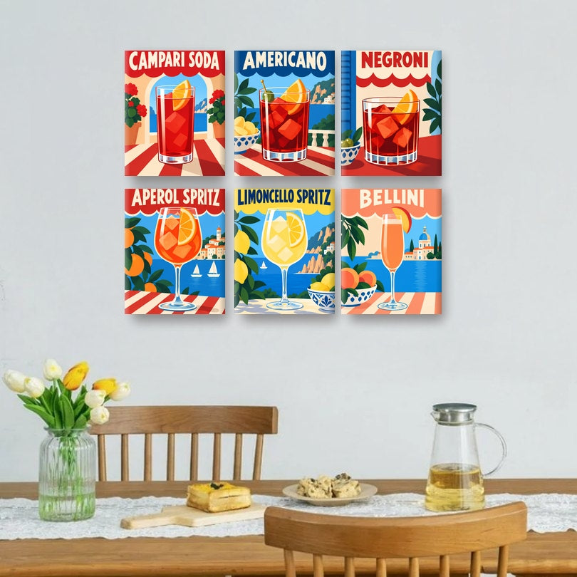 6 Mini Paintings - Italian Cocktail Hour Set