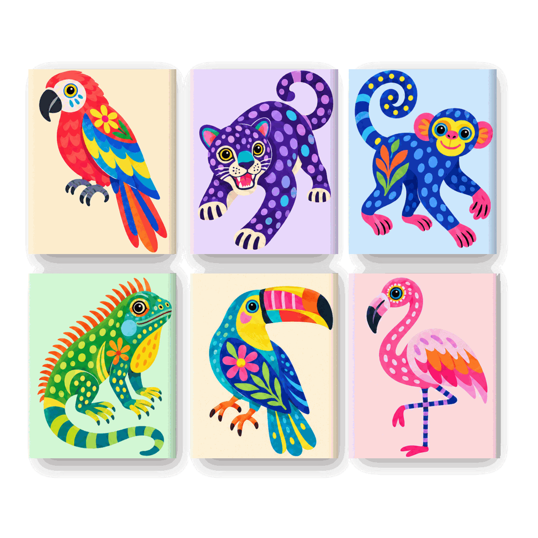6 Mini Paintings - Jungle Whimsy Set