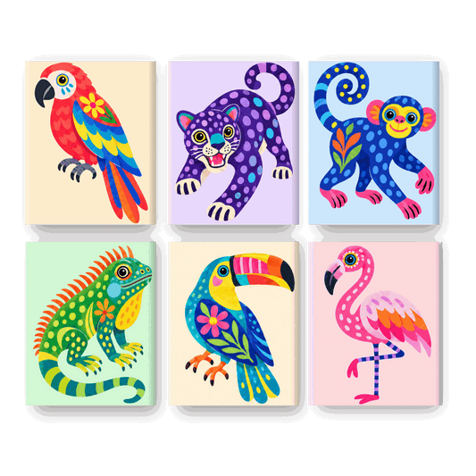 6 Mini Paintings - Jungle Whimsy Set