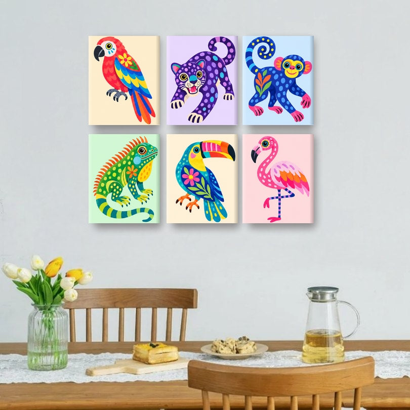 6 Mini Paintings - Jungle Whimsy Set