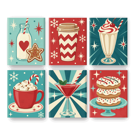 6 Mini Paintings - Merry Sips Set