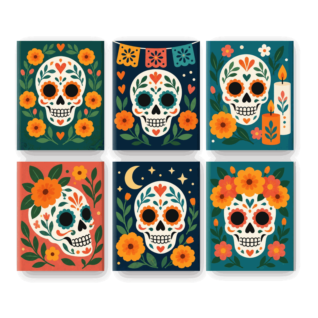 6 Mini Paintings - Moonlit Fiesta Set