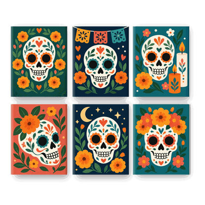 6 Mini Paintings - Moonlit Fiesta Set