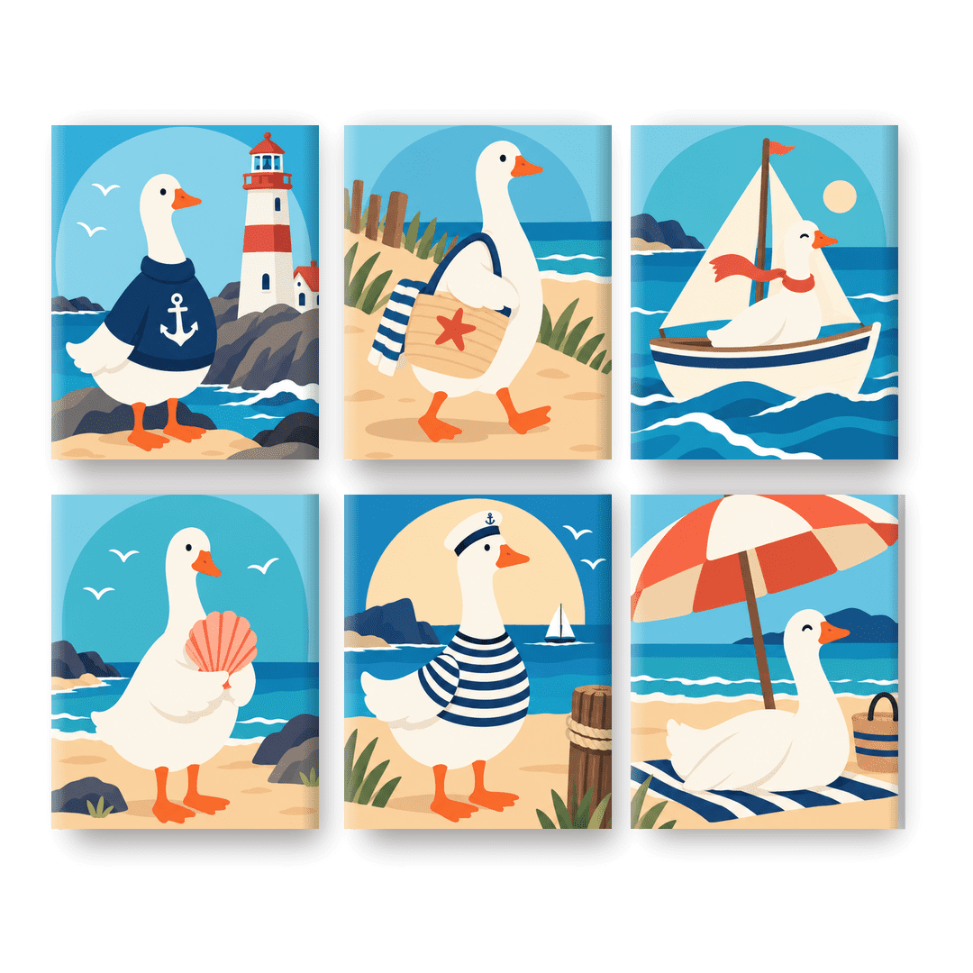 6 Mini Paintings - Nautical Honkers Set