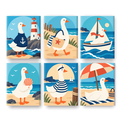 6 Mini Paintings - Nautical Honkers Set