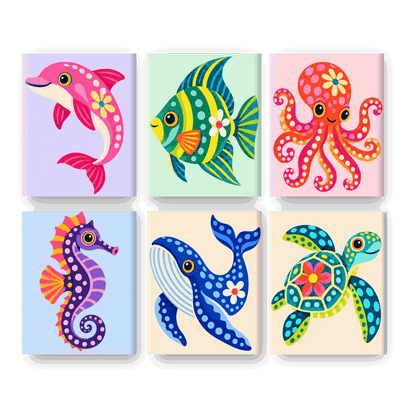 6 Mini Paintings - Ocean Whimsy Set