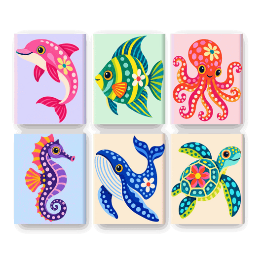 6 Mini Paintings - Ocean Whimsy Set