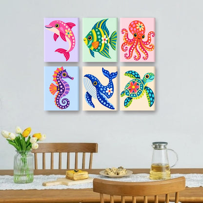 6 Mini Paintings - Ocean Whimsy Set
