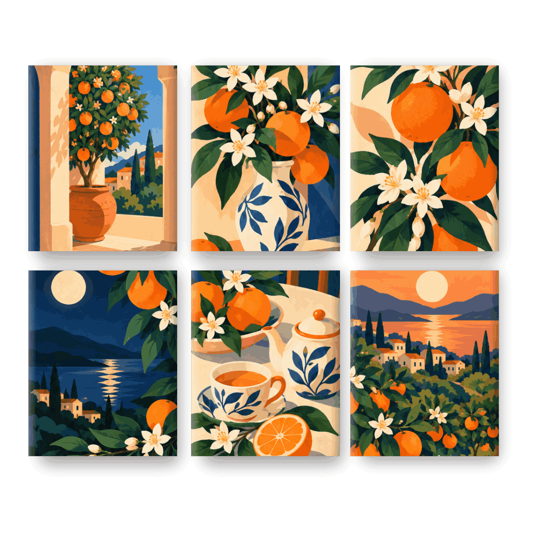 6 Mini Paintings - Orange Grove Set