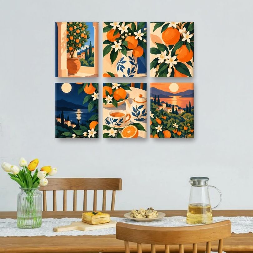 6 Mini Paintings - Orange Grove Set