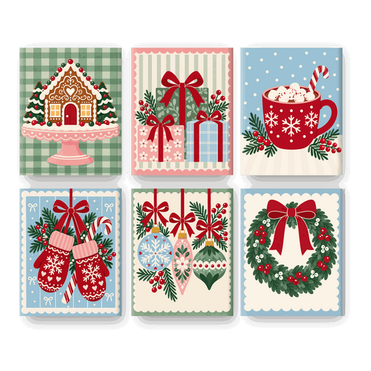 6 Mini Paintings - Christmas Mittens Set