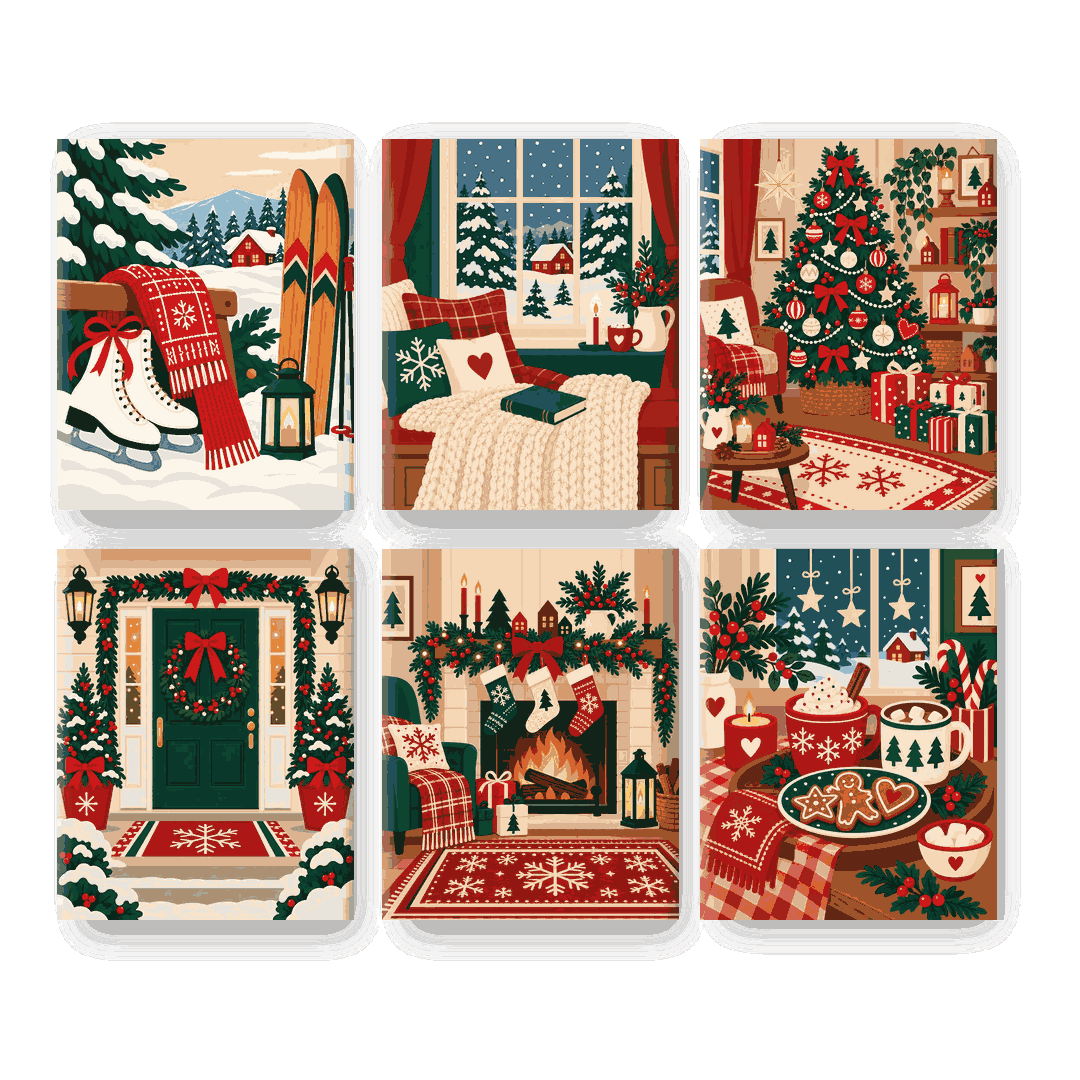 6 Mini Paintings - Winter Adventures Set