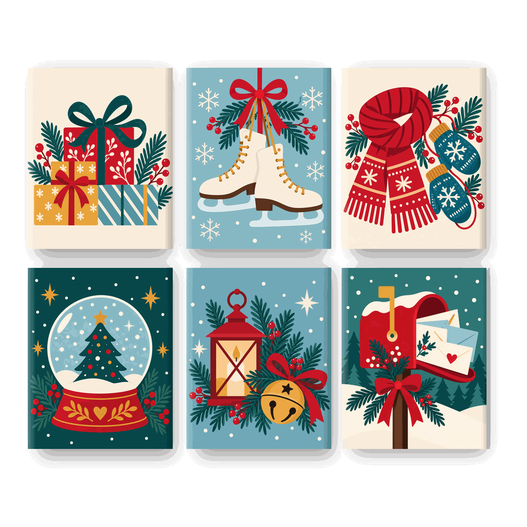 6 Mini Paintings - Holiday Gift Stack Set