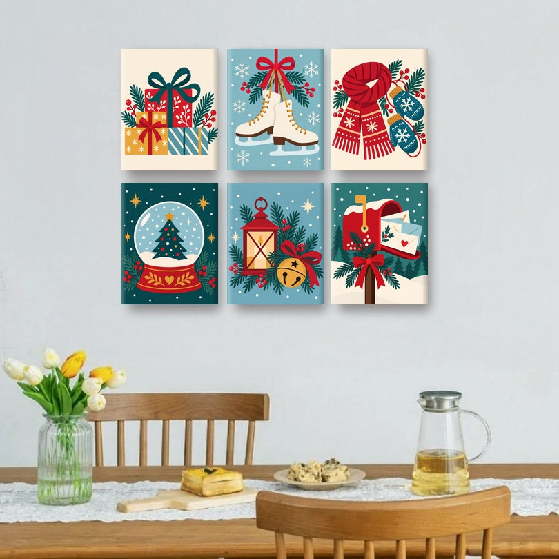 6 Mini Paintings - Holiday Gift Stack Set