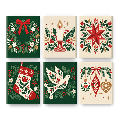 6 Mini Paintings - Holiday Wreath Set
