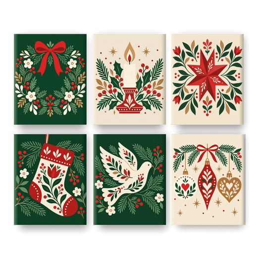 6 Mini Paintings - Holiday Wreath Set