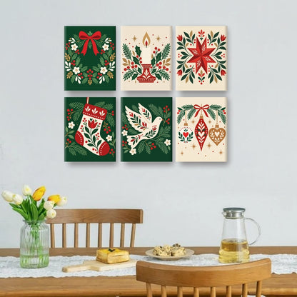 6 Mini Paintings - Holiday Wreath Set