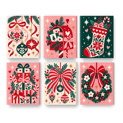 6 Mini Paintings - Festive Ornaments Set