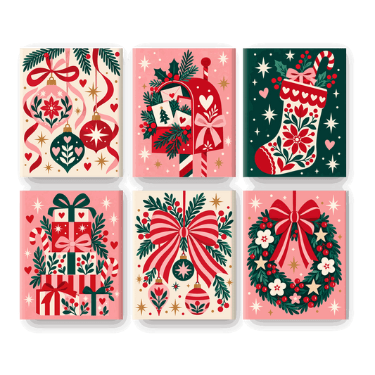 6 Mini Paintings - Festive Ornaments Set