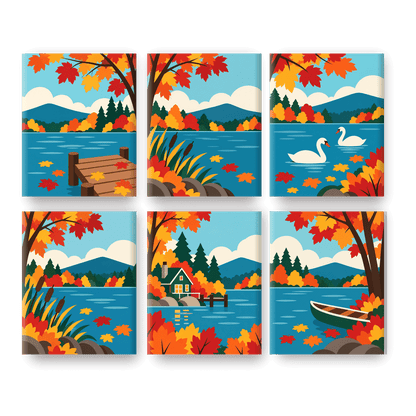 6 mini-peintures - c d'automne