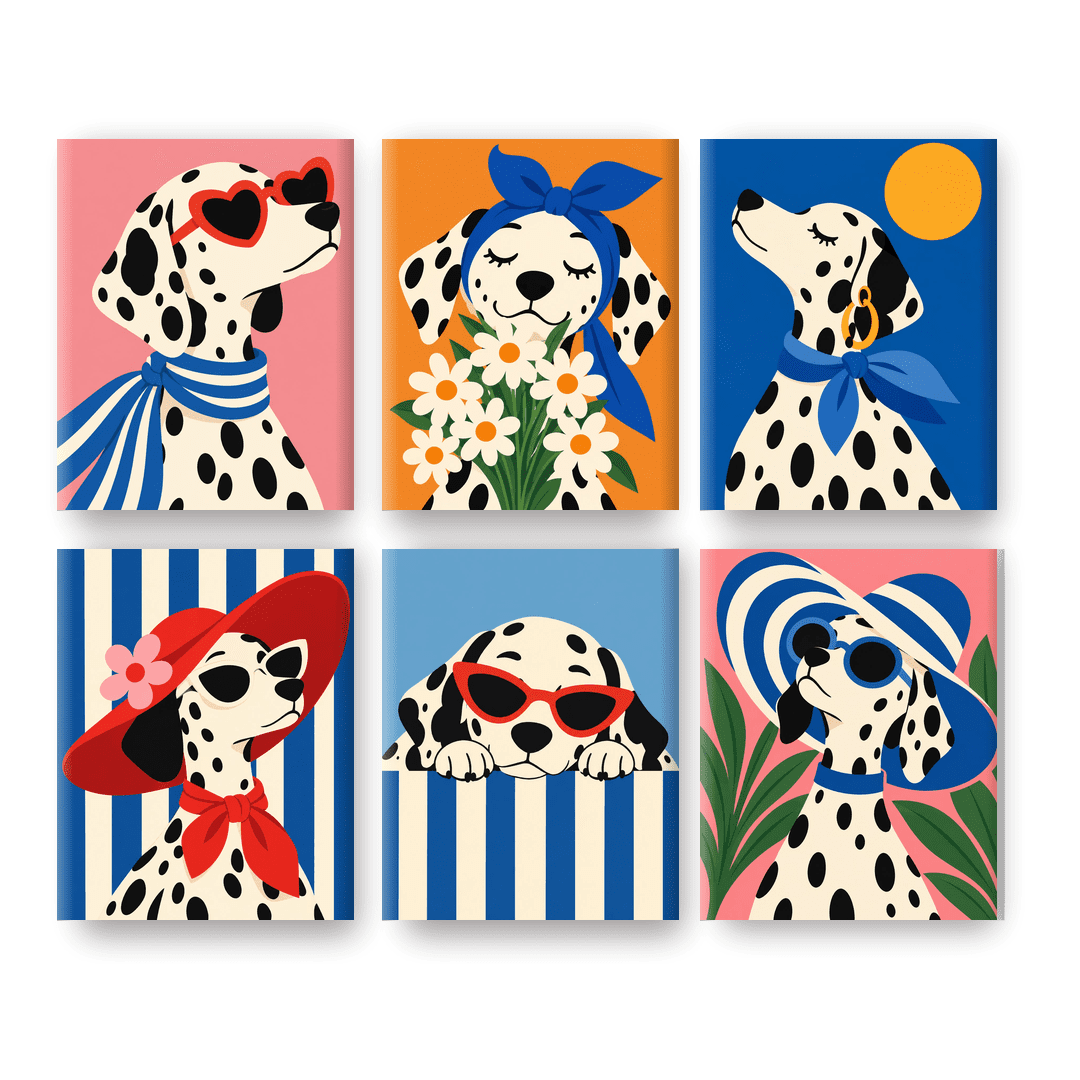6 Mini Paintings - Chic Dalmatian Set