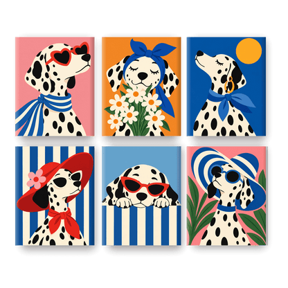 6 Mini Paintings - Chic Dalmatian Set