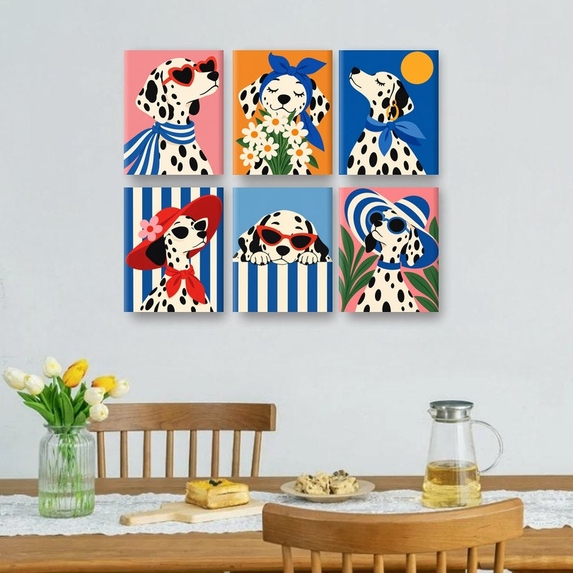6 Mini Paintings - Chic Dalmatian Set