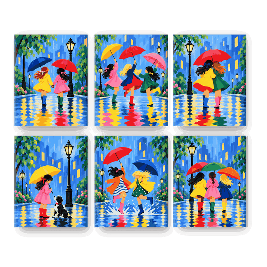6 Mini Paintings - Dancing in Rain Set