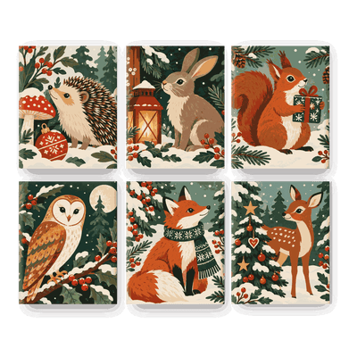 6 Mini Paintings - Forest Noel Set
