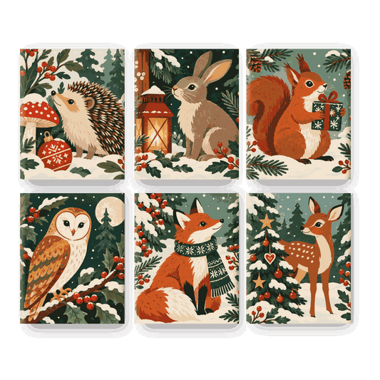 6 Mini Paintings - Forest Noel Set