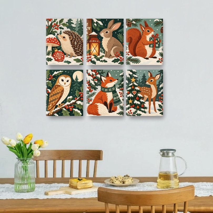 6 Mini Paintings - Forest Noel Set