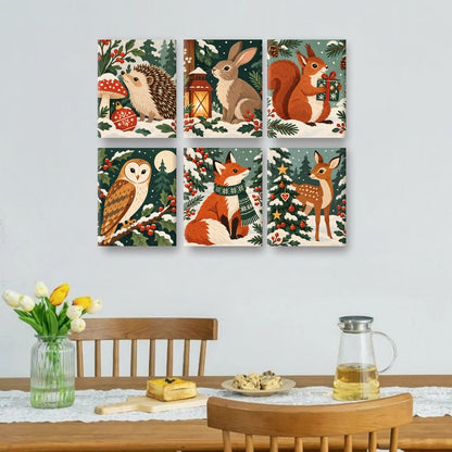 6 Mini Paintings - Forest Noel Set