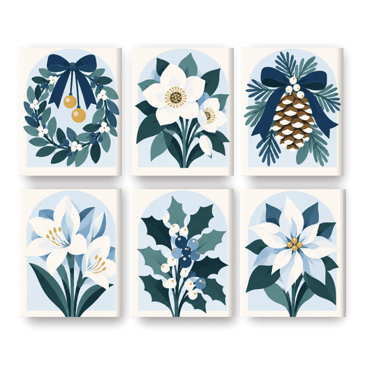 6 Mini Paintings - Frosted Blue Christmas Set