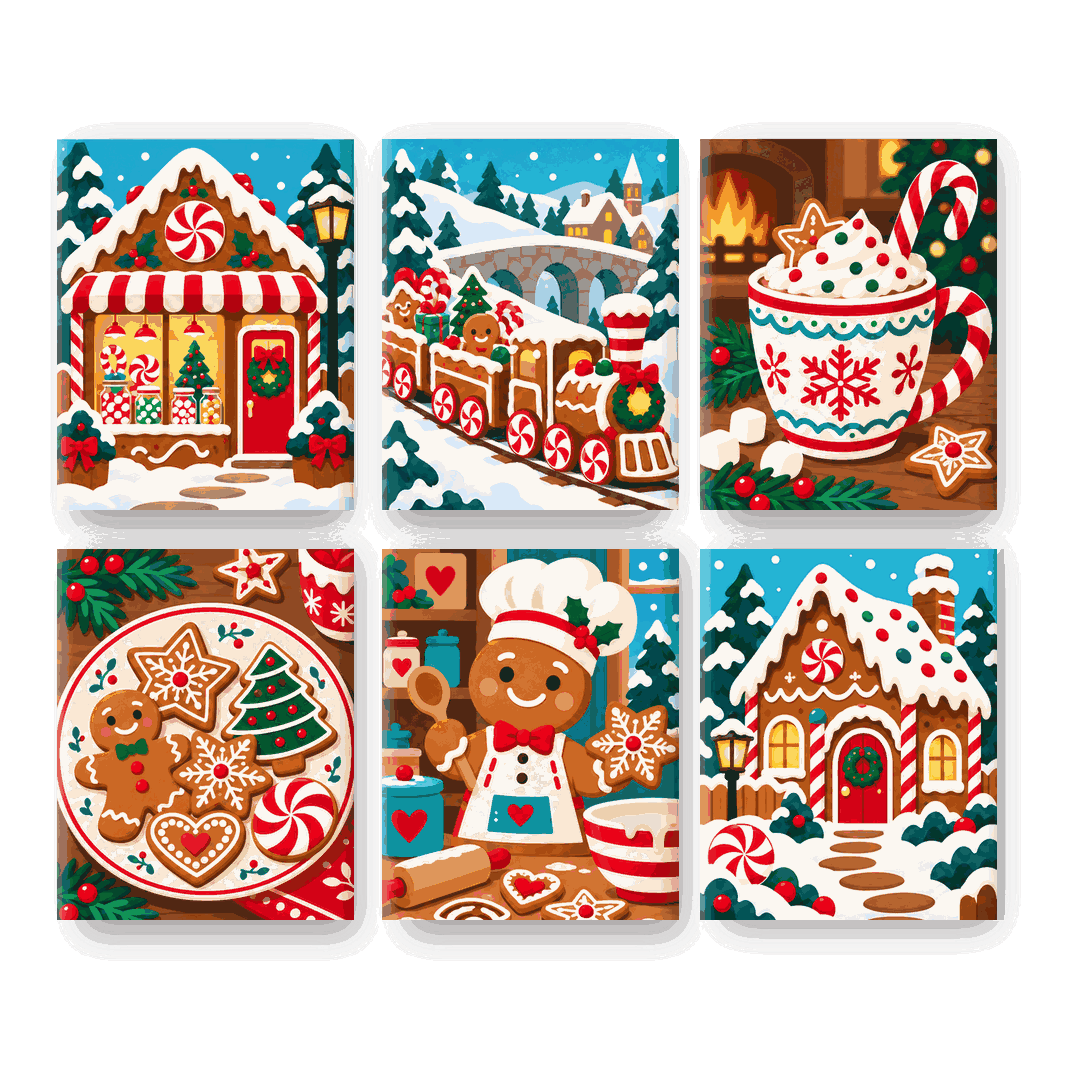 6 Mini Paintings - Gingerbread Wonderland Set