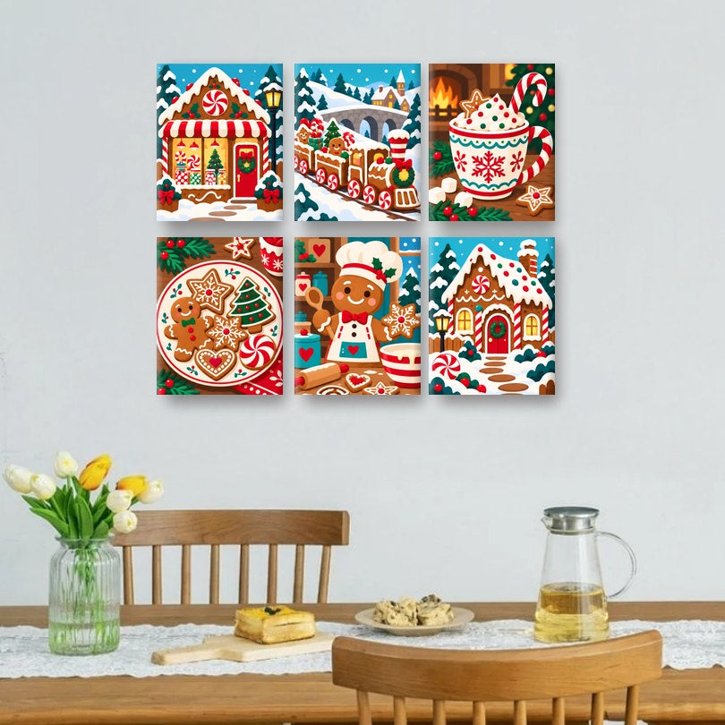 6 Mini Paintings - Gingerbread Wonderland Set